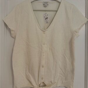 J. Crew Cream Short Sleeve Button Down Shirt